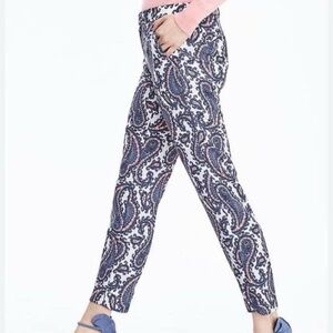 Banana Republic Avery Blue Paisley Print Pants